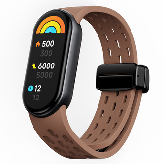 Silikonový řemínek s magnetickým zapínáním Mi band 8/9/10,Hnědá