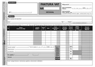 Faktura VAT netto krajowa, wewnątrzwspólnotowa, wewnętrzna /2-składka/ A5 LINIA KONTAKT