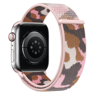 Nylonový řemínek kamufláž pro Apple Watch 38/40/41/42(S10)mm,Růžová Kamufláž Nylonový řemínek kamufláž pro Apple Watch 38/40/41/42(S10)mm,Růžová Kamufláž
