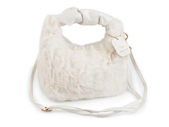Kožešinová kabelka 24x21 cm - 1 ks - 1 bílá