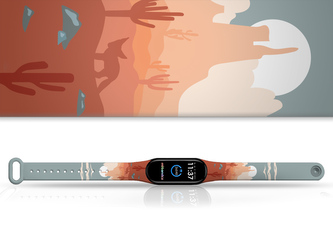 Náhradní náramek Mi band 3/4/5/6/7 Africká poušť na horách,Vícebarevná,Xiaomi Mi band 5/6/7