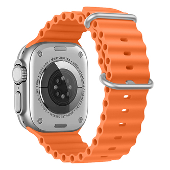 Vroubkovaný řemínek s přezkou pro Apple Watch 42/44/45/46/49mm,Oranžový Vroubkovaný řemínek s přezkou pro Apple Watch 42/44/45/46/49mm,Oranžový