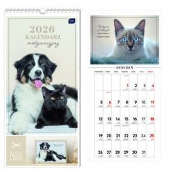 Kalendarz 220x460 motywacyjny miesiąc Zwierzaki Interdruk