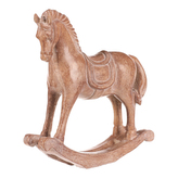 Koník houpací - 19 cm, polyresin, imitace dřeva