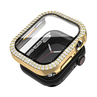 Ochranné dvojité kamínkové pouzdro se sklíčkem pro Apple Watch 49mm,Zlatý