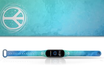 Náhradní náramek Mi band 3/4/5/6/7 HIPPIES V MODRÉM,Vícebarevná,Xiaomi Mi band 5/6/7