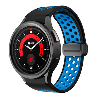 Perforovaný magnetický řemínek pro Samsung Watch 4/5/6,Černo-modrý s černou přezkou
