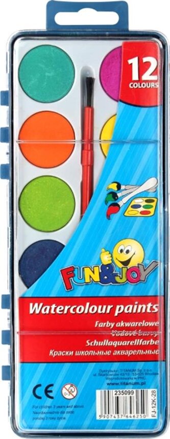Farby akwarelowe 12 kolorów FUN&JOY 235099