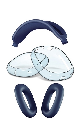 Silikonový průhledný set 3v1 pro Airpods Max,Tmavě modrá