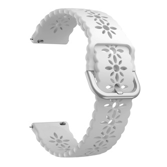 Řemínek s perforováním a přezkovým zapínáním 22mm,Bílá se stříbrnou přezkou