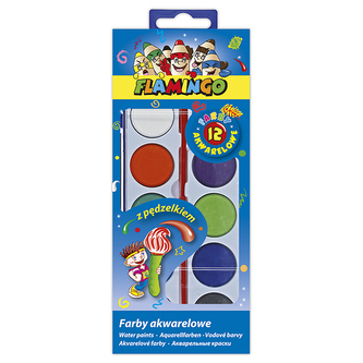Farby akwarelowe 12 kolorów FLAMINGO
