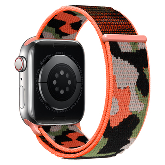 Nylonový řemínek kamufláž pro Apple Watch 42/44/45/46/49mm,Oranžová kamufláž