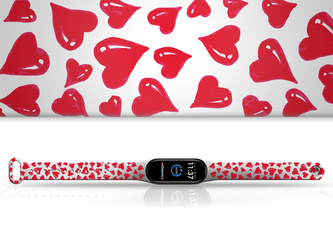 Náhradní náramek Mi band 3/4/5/6/7 Červená srdíčka,Bílá,Xiaomi Mi band 3/4 Náhradní náramek Mi band 3/4/5/6/7 Červená srdíčka,Bílá,Xiaomi Mi band 3/4