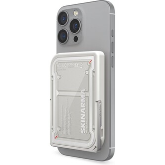 SKINARMA Nexus Mecha MagSafe powerbanka se stojánkem, USB-C, PD (5000 mah) světle šedá