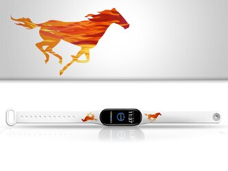 Náhradní náramek Mi band 3/4/5/6/7 Ohnivý kůň,Bílá,Xiaomi Mi band 5/6