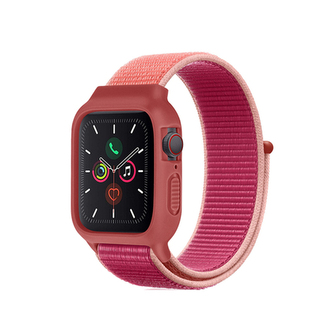 Nylonový set 2v1 pro Apple Watch 42/44/45mm,Červeno-Růžová