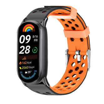 Perforovaný řemínek s přezkou Mi band 8/9/10,Černo-Oranžová