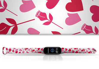 Náhradní náramek Mi band 3/4/5/6/7 Srdce a růže na Valentýna,Vícebarevná,Xiaomi Mi band 5/6/7