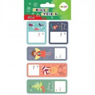 Naklejki Xmas stamp tag 10x20cm HAPPY COLOR