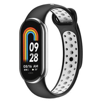 Dvojbarevný silikonový náramek Mi band 8/9/10,Černo-Bílá,Xiaomi Mi Band 8/9/10