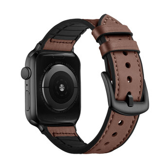 Koženo-silikonový řemínek pro Apple Watch 42/44/45/46/49mm,hnědá