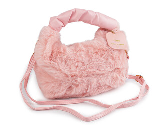 Kožešinová kabelka 24x21 cm - 1 ks - 3 růžová sv.