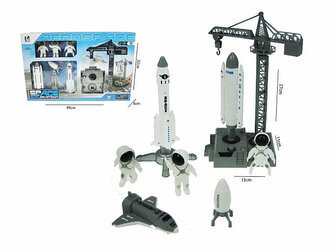 Rakieta kosmiczna w zestawie kosmonauci i akcesoria