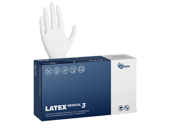 Latexové rukavice LATEX MEDICAL3  100 ks, nepudrované, bílé, 5.6 g Velikost: M
