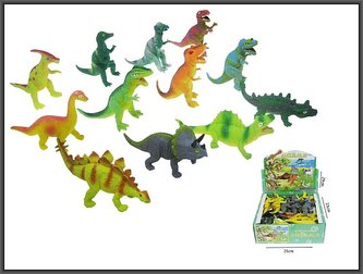 Zwierzęta gumowe z groszkiem Dinozaur 12cm HIPO A044P