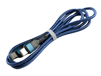 Pletený kabel 1m USB-C na USB-C,modrý