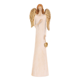 Anděl se zlatým srdcem - polyresin, béžový