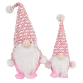 Skřítek 30 cm s malým skřítkem 20 cm, růžový , set 2 ks