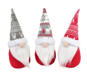 Skřítek s pletenou čepicí 30 cm, set 3 ks