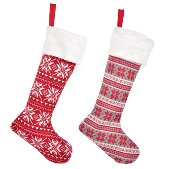 Vánoční bota pletená na koledu 45x11 cm, set 2 ks