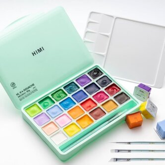 HIMI kvašové barvy - Jelly Cup Gouache Set - 24 Colours + 3 štětce(Green Case Edition) HIMI kvašové barvy - Jelly Cup Gouache Set - 24 Colours + 3 štětce(Green Case Edition)