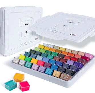 HIMI kvašové barvy - Jelly Cup Gouache Set - 56 Colours (White Case Edition) HIMI kvašové barvy - Jelly Cup Gouache Set - 56 Colours (White Case Edition)