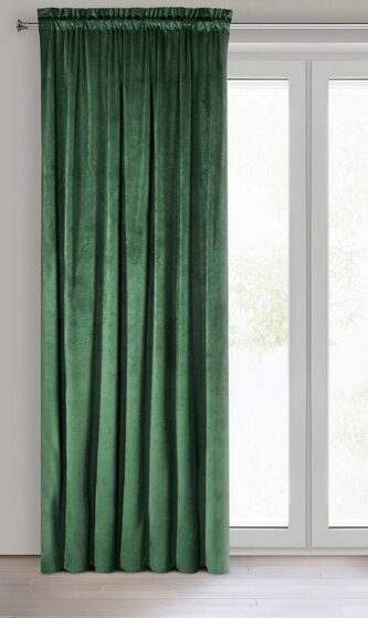 Dekorační velvet závěs s řasící páskou ESTER 140x250 cm tmavě zelená (cena za 1 kus) MyBestHome