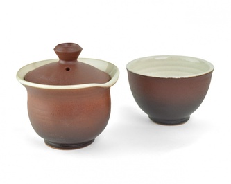 Keramický Gaiwan s miskou světle hnědý