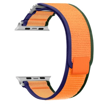 Nylonový řemínek se stahovacím poutkem a sponou pro Apple Watch 38/40/41/42(S10)mm,Oranžovo-modro-zelená