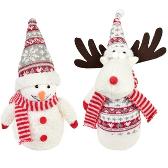 Sněhulák a sob se šálou 28 cm, set 2 ks