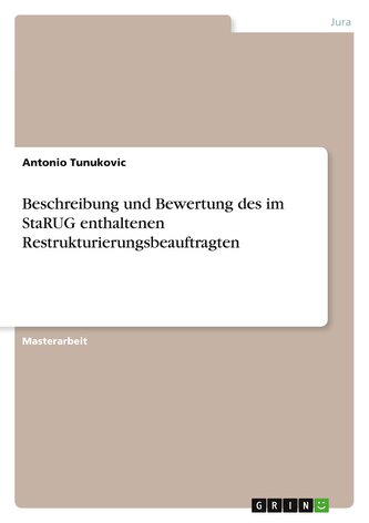 Beschreibung und Bewertung des im StaRUG enthaltenen Restrukturierungsbeauftragten