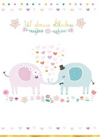 Karnet B6 Ślub - Słonie