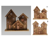 LED vánoční domeček dřevěný s časovačem, 32 x 8 x 29 cm B