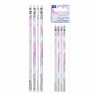 Ołówek z gumką HB Mermaid 4szt