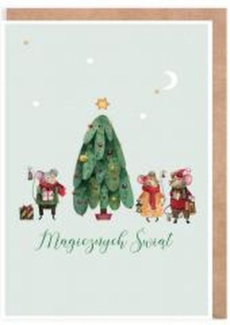 Kartka Boże Narodzenie Myszki przy choince K141