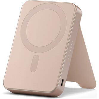 Satechi Qi2 10K magnetická powerbanka se stojánkem růžová