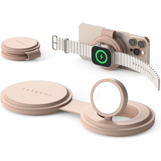 Satechi OntheGo 2v1 bezdrátová nabíječka růžová