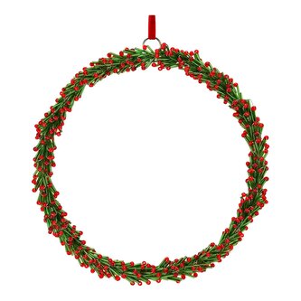 Skleněný vánoční věnec 20 cm na zavěšení, zeleno-červený kruh