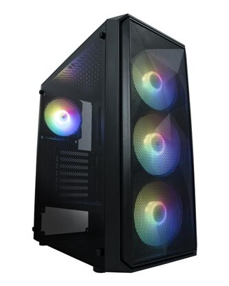 VeinX case ME19A Mid Tower, bez zdroje, 1x USB3.0, 1x USB2.0, 4x 120mm ARGB Fan, 1x ARGB Controller, černá