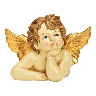 Soška anděla se zlatými křídly 24x12x16 cm